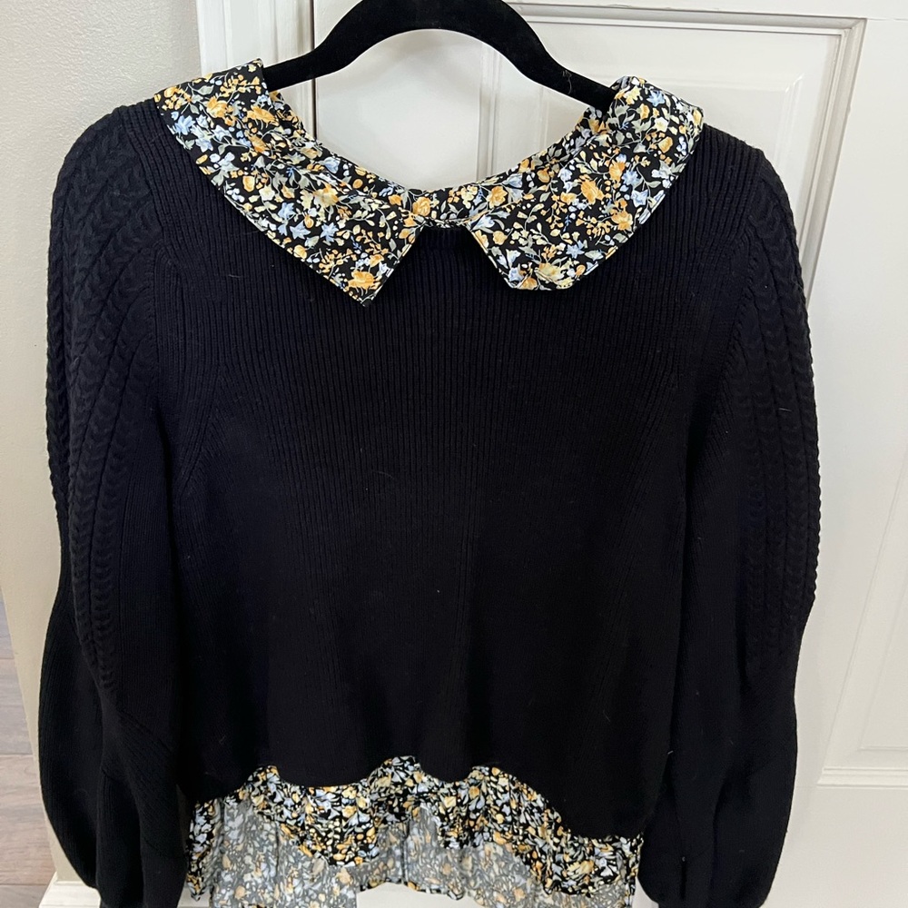 Anthropologie Maeve Textured Twofer Pullover Sweater